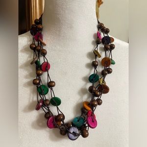 Handmade Womens Necklace multi colorful beads matching bracelet